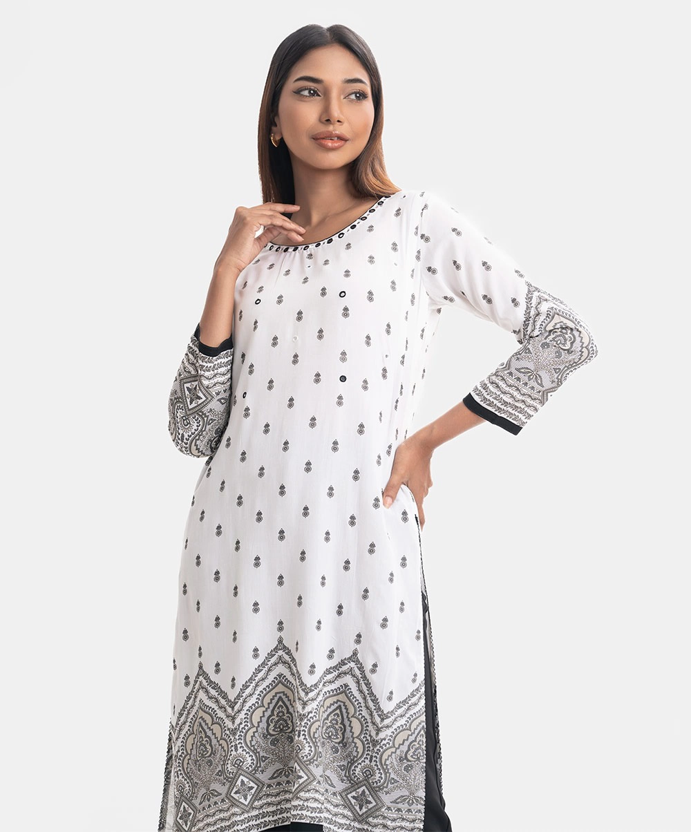Brown Satin Long Kameez
