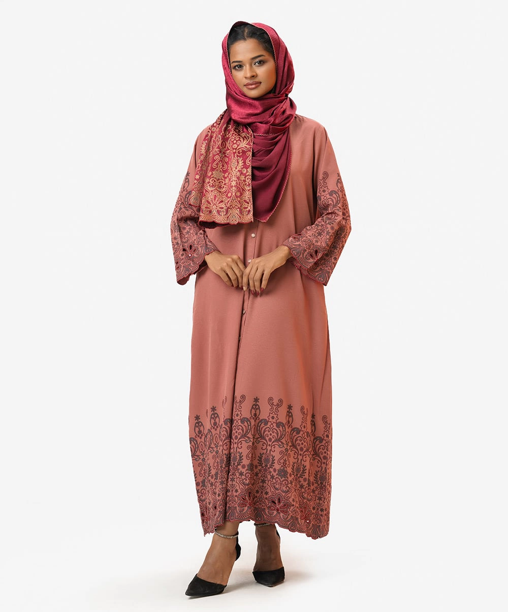 Peach Georgette Abaya Set