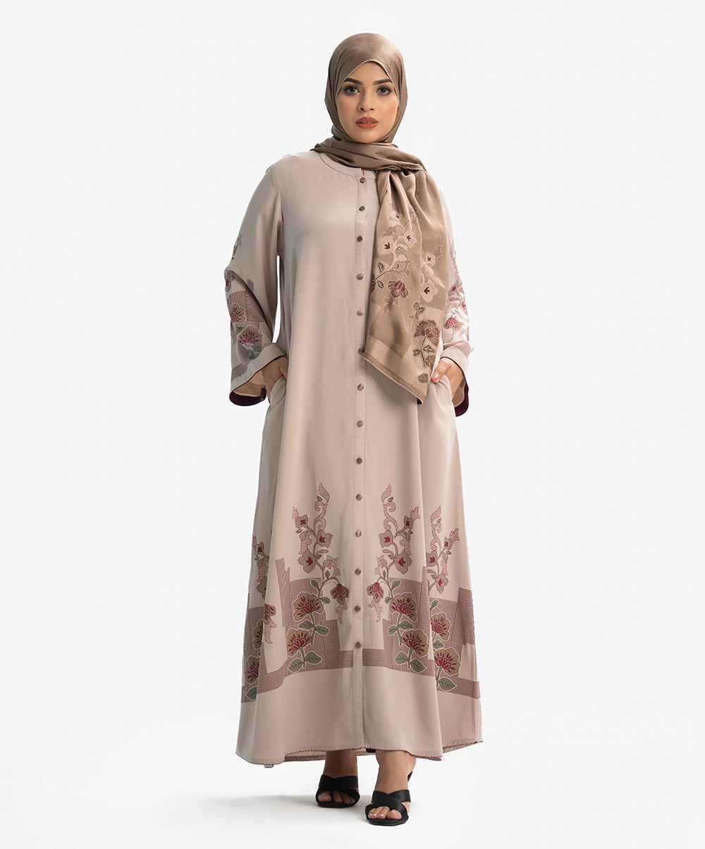 Beige Georgette Abaya Set