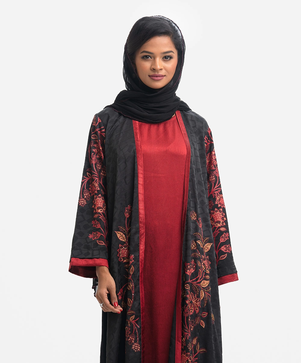 Black Joom Long Abaya-style Gown with Shrug