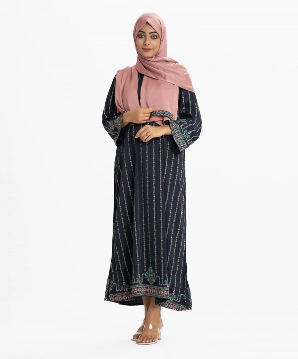 Blue & Pink Zoom Abaya Set