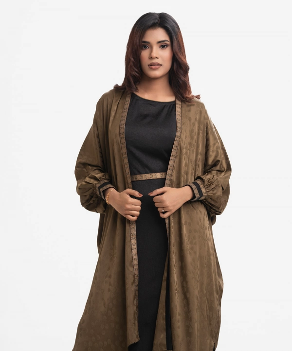 Olive Green Jacquard Gown Abaya