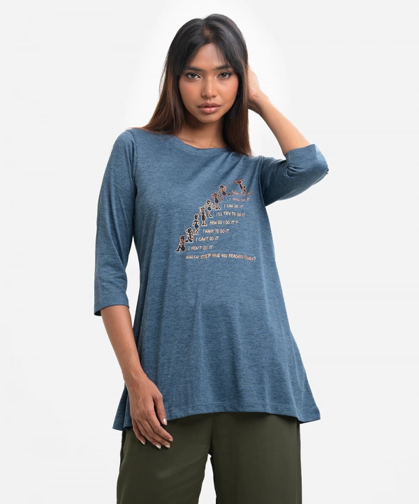 Blue Cotton Ladies T-shirt
