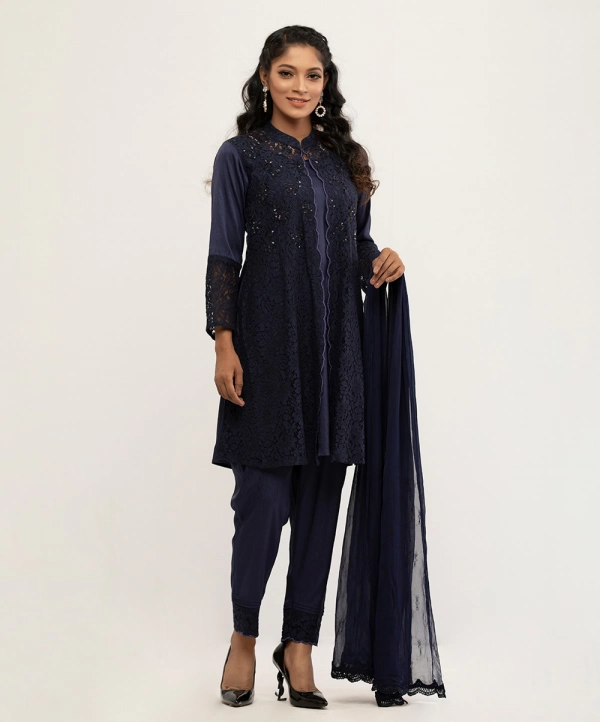 Navy blue shrug style Salwar Kameez set